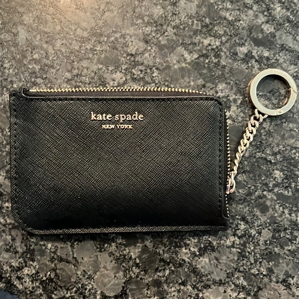 Black small Kate Spade Key chain card wallet